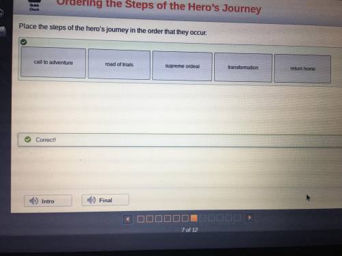 Place the steps of the heros journey in the order that they occur