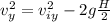 v_y^2 = v_{iy}^2 - 2 g \frac{H}{2}