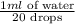 \frac{1 ml \text{ of water}}{20\text{ drops}}