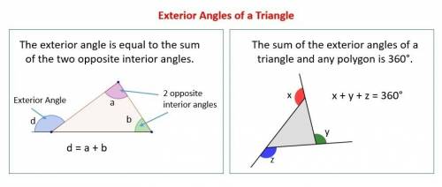 What does the exterior angle of a triangle add up to?