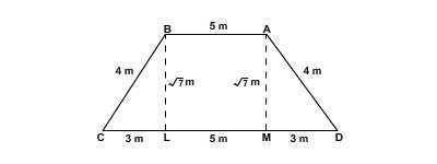 What is the height of an isosceles trapezoid, if the lengths of its bases are 5m and 11m, and the le