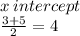 x \: intercept \: \\ \frac{3 + 5}{2} = 4