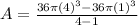 A=\frac{36 \pi (4)^3-36 \pi (1)^3}{4-1}