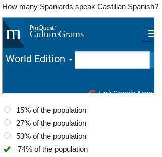 How many spaniards speak castilian spanish?   15% of the population  27% of the population  53% of t