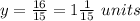 y=\frac{16}{15} =1\frac{1}{15} \ units