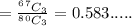 = \frac{^6^7C_{3}}{^8^0C_{3}}=0.583.....