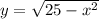 y =\sqrt{25-x^2}