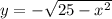 y =-\sqrt{25-x^2}
