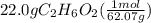 22.0gC_2H_6O_2(\frac{1mol}{62.07g})