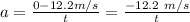 a=\frac{0-12.2 m/s}{t} =\frac{-12.2 \ m/s}{t}
