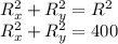 R^2_x+R^2_y=R^2\\R^2_x+R^2_y=400