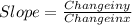 Slope=\frac{Change in y}{Change in x}