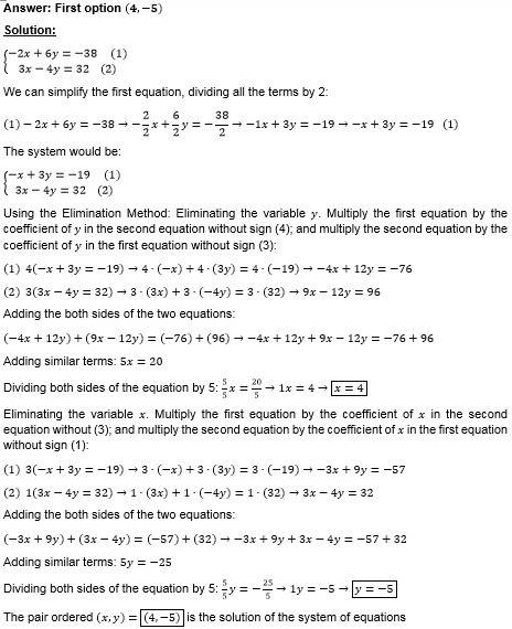 What is the solution to the system of equation