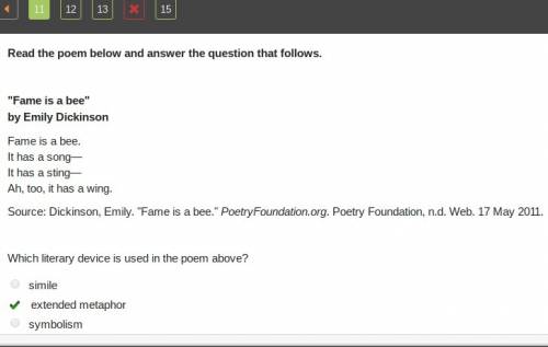 Read the poem below and answer the question that follows. fame is a bee by emily dickinson fame is