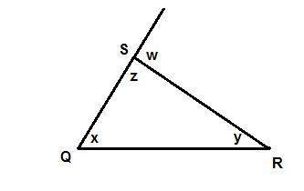 Which angle has a measure equal to the sum of the m∠sqr and the m∠qrs?