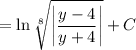 =\ln\sqrt[8]{\left|\dfrac{y-4}{y+4}\right|}+C