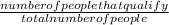\frac{number  of  people  that  qualify}{total number of people}
