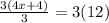 \frac{3(4x + 4)}{3} = 3(12)