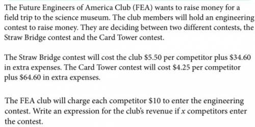How much profit will the fea club earn from 32 competitors if they use the contest you recommended?