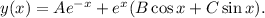 y(x)=Ae^{-x}+e^x(B\cos x+C\sin x).