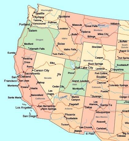 Which of the following states shares its borders with oregon, nevada, and arizona?  a. washington c.