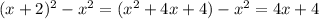 (x+2)^2 - x^2 = (x^2+4x+4)-x^2 = 4x+4