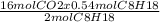 \frac{16 mol CO2 x 0.54 mol C8H18}{2 mol C8H18}