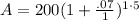 A=200(1+\frac{.07}{1})^{1 \cdot 5}