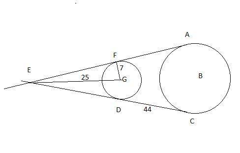 Plzzz  25 points  given line ea and line ec are common external tangents of circle g and circle b, l