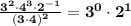 \mathbf{\frac{3^2 \cdot 4^3 \cdot 2^{-1}}{(3\cdot 4)^2} = 3^{0} \cdot 2^{1}}