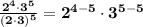 \mathbf{\frac{2^4 \cdot 3^5}{(2\cdot 3)^5} = 2^{4-5} \cdot 3^{5-5}}
