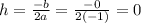 h=\frac{-b}{2a}= \frac{-0}{2(-1)}= 0
