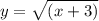 y=\sqrt{(x+3)}