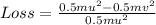 Loss = \frac{0.5mu^2 - 0.5mv^2}{0.5mu^2}