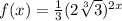 f(x)=\frac{1}{3}(2\sqrt[3]{3})^{2x}