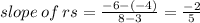 slope \: of \: rs =  \frac{ - 6 - ( - 4)}{8 - 3}  =  \frac{ - 2}{5}