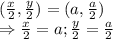 (\frac{x}{2},\frac{y}{2})=(a,\frac{a}{2})\\\Rightarrow\frac{x}{2}=a;\frac{y}{2}=\frac{a}{2}