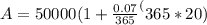 A=50000(1+\frac{0.07}{365} ^(365*20)