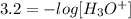 3.2 = - log [H_{3}O^{+}]