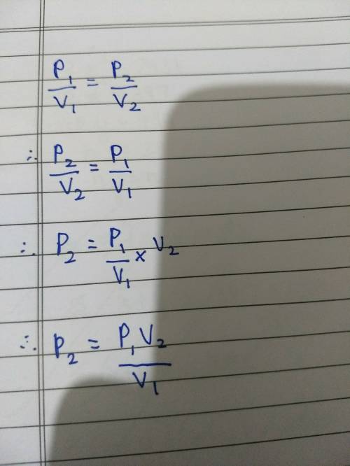 Make p^2 the subject of p^1 v^1 = p^2 v^2