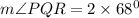 m\angle PQR=2\times 68^{0}
