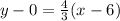 y-0=\frac{4}{3}(x-6)
