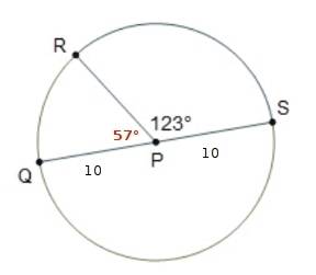 In circle p, diameter qs measures 20 centimeters. what is the approximate length of arc qr?  round t