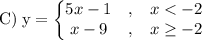 \rm C)\;y = \left\{\begin{matrix}5x-1 & , & x