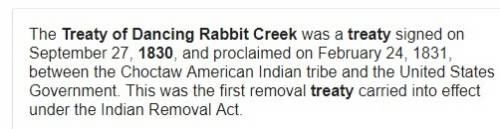 At the 1830 treaty of dancing rabbit creek, the  agreed to cede the rest of their southeastern lands