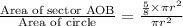 \frac{\text{Area of sector AOB}}{\text{Area of circle}}=\frac{\frac{5}{8}\times \pi r^2}{\pi r^2}