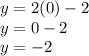 y = 2(0) - 2 \\y = 0 - 2\\y = -2