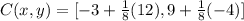 C(x,y)=[-3+ \frac{1}{8}(12),9+ \frac{1}{8}(-4)]