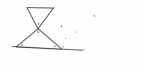 Two isosceles triangles are shown above. if b = 180-4a and a=35, what is the value of c?