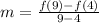 m = \frac{f(9) - f(4)}{9 - 4}\\